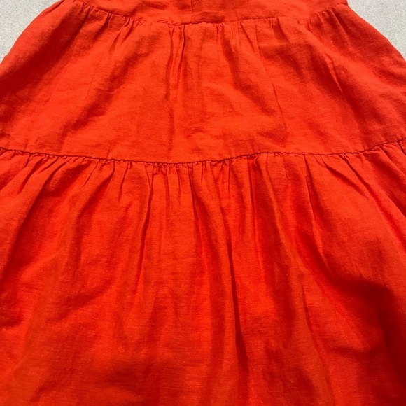❤️2/$30❤️[S]American Eagle Bold Orange Red Linen Blend Halter Sun Dress - Picture 4 of 10